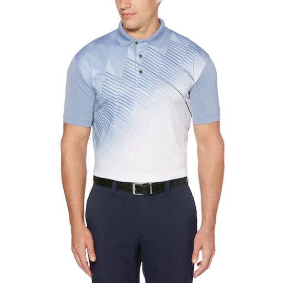 Men's Grand Slam Classic-Fit DriFlow Performance Golf Polo Country Blue Diagonal - Picture 1 of 3